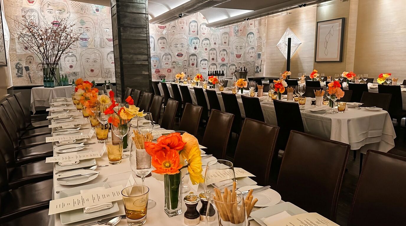 Private dining table with crystal and candlelight