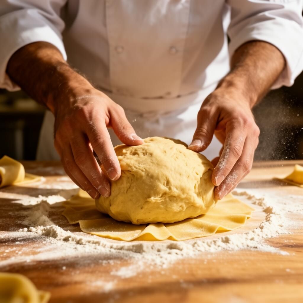 Chef preparing handmade pasta